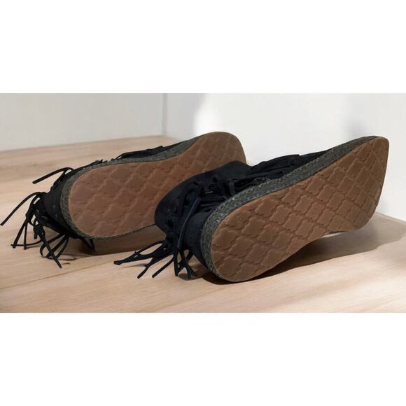 Ugg knotted fringes braided sidewall bootie bohemian flair women’s 9 black - Picture 4 of 7